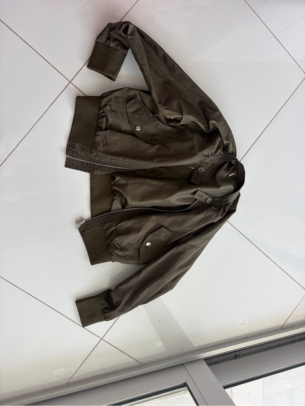 Free People Olive Green Bomber Jacket - Picture 1 of 2